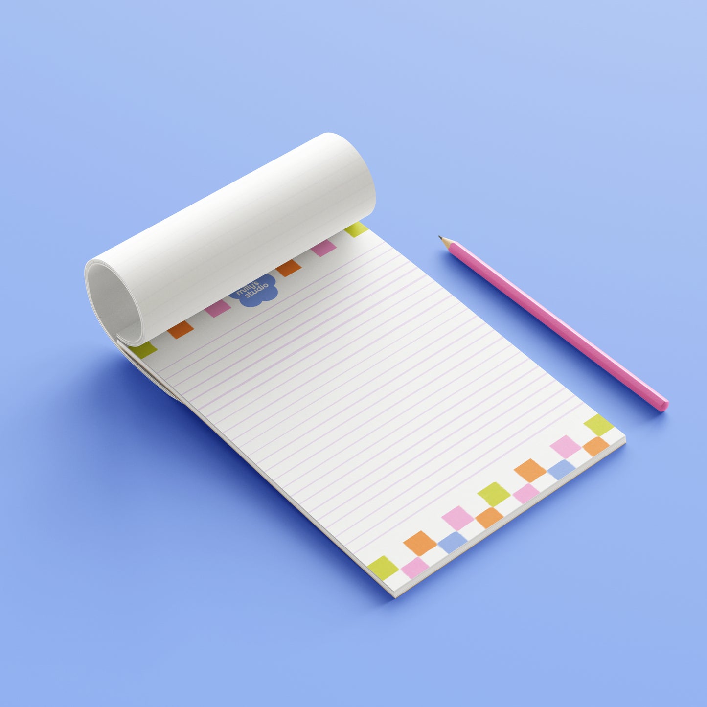 A5 Milly's Studio Essentials Notepad - Colourful Squares Design