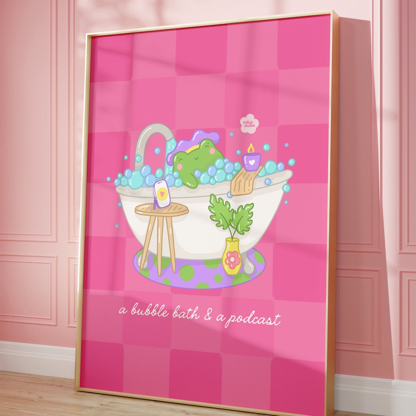 A Bubble Bath & a Podcast Wall Art Print