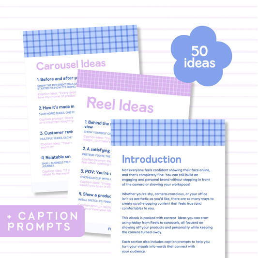 ‘50 No-Face Content Ideas’ E-Book – A Guide to Creating Engaging Content Without Showing Your Face