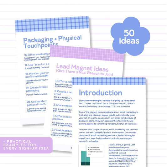 ‘50 Creative Email List Growth Ideas’ E-Book – A Guide to Getting More Email Subscribers for Your Small Business