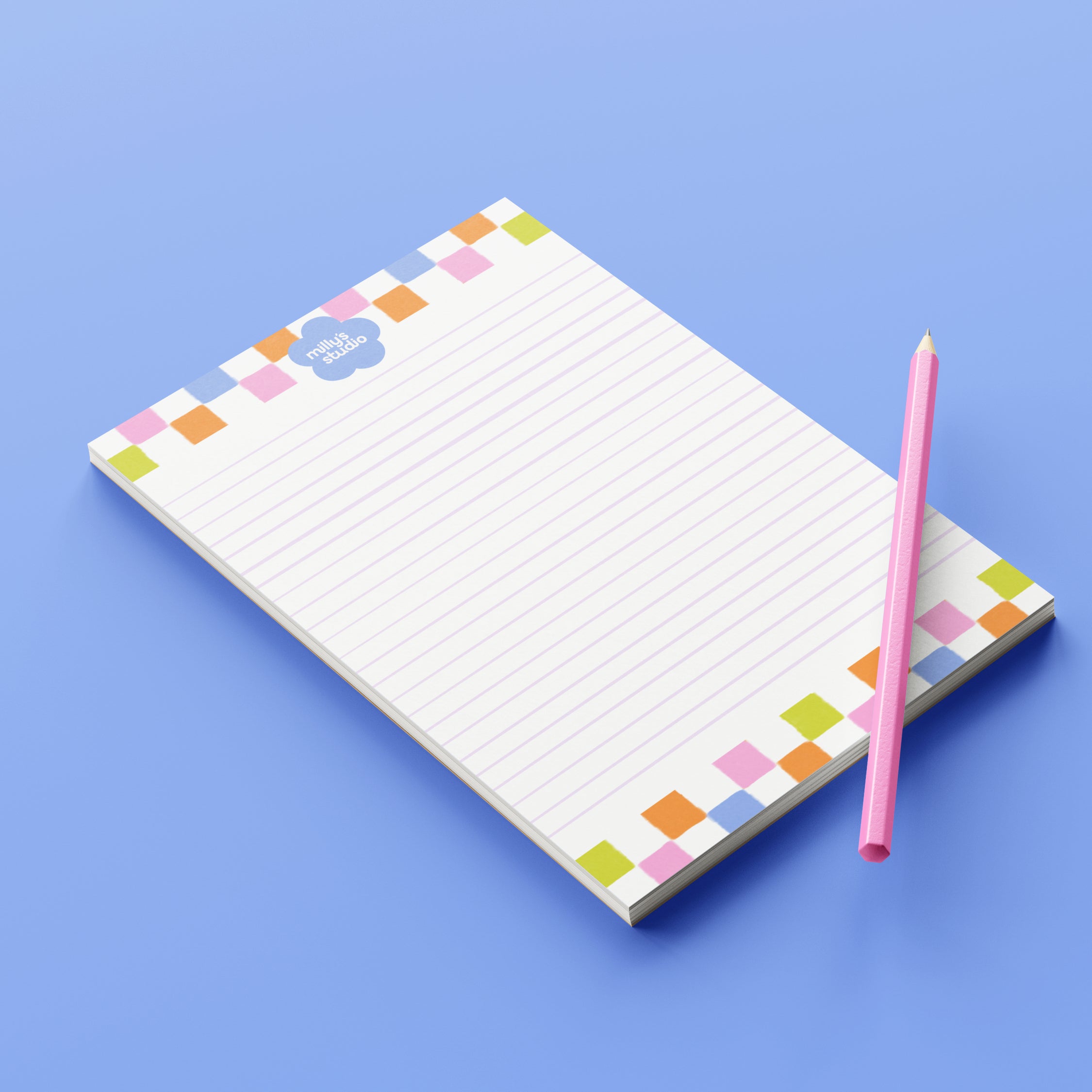 A5 Milly's Studio Essentials Notepad - Colourful Squares Design