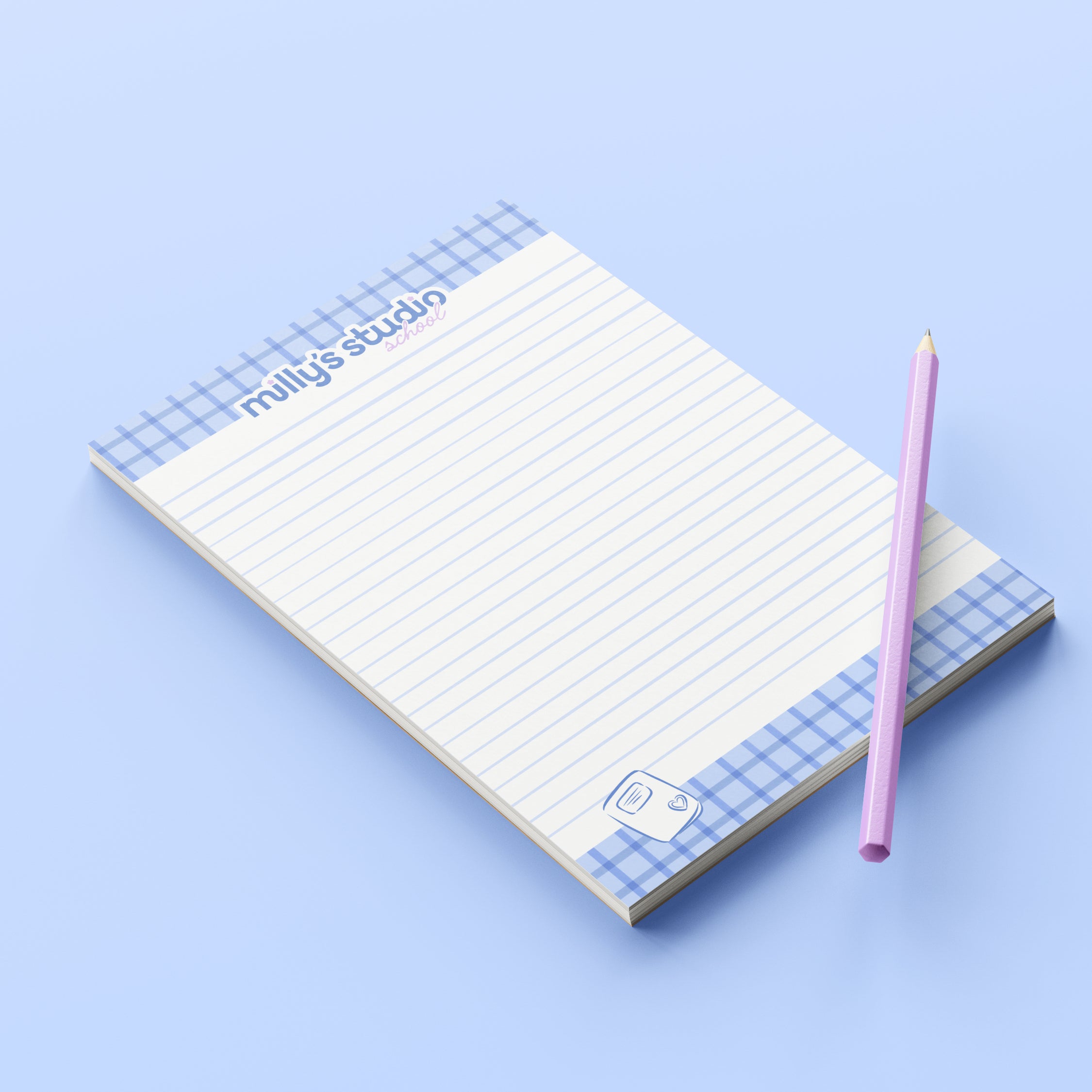 A5 Milly's Studio School Essentials Notepad - Blue Grid Design