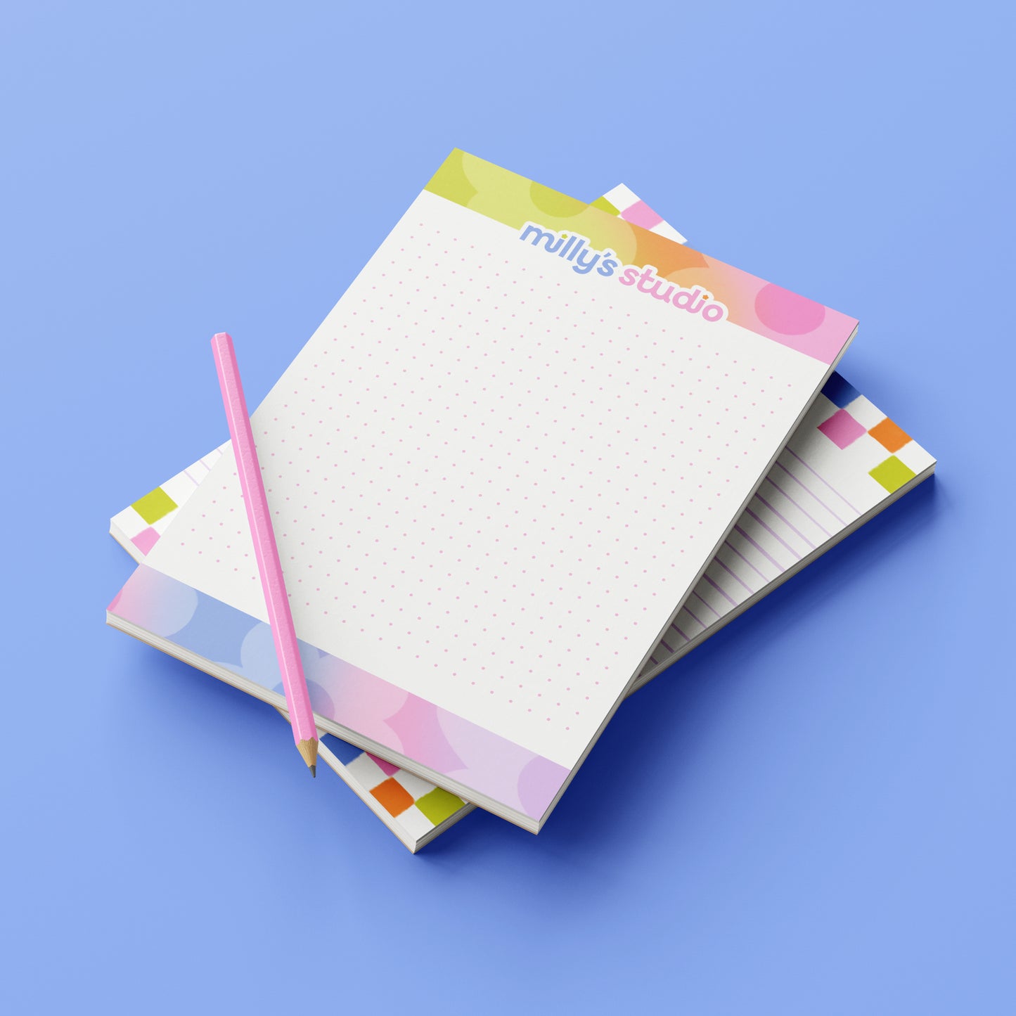 A5 Milly's Studio Essentials Notepad - Colourful Gradient Design