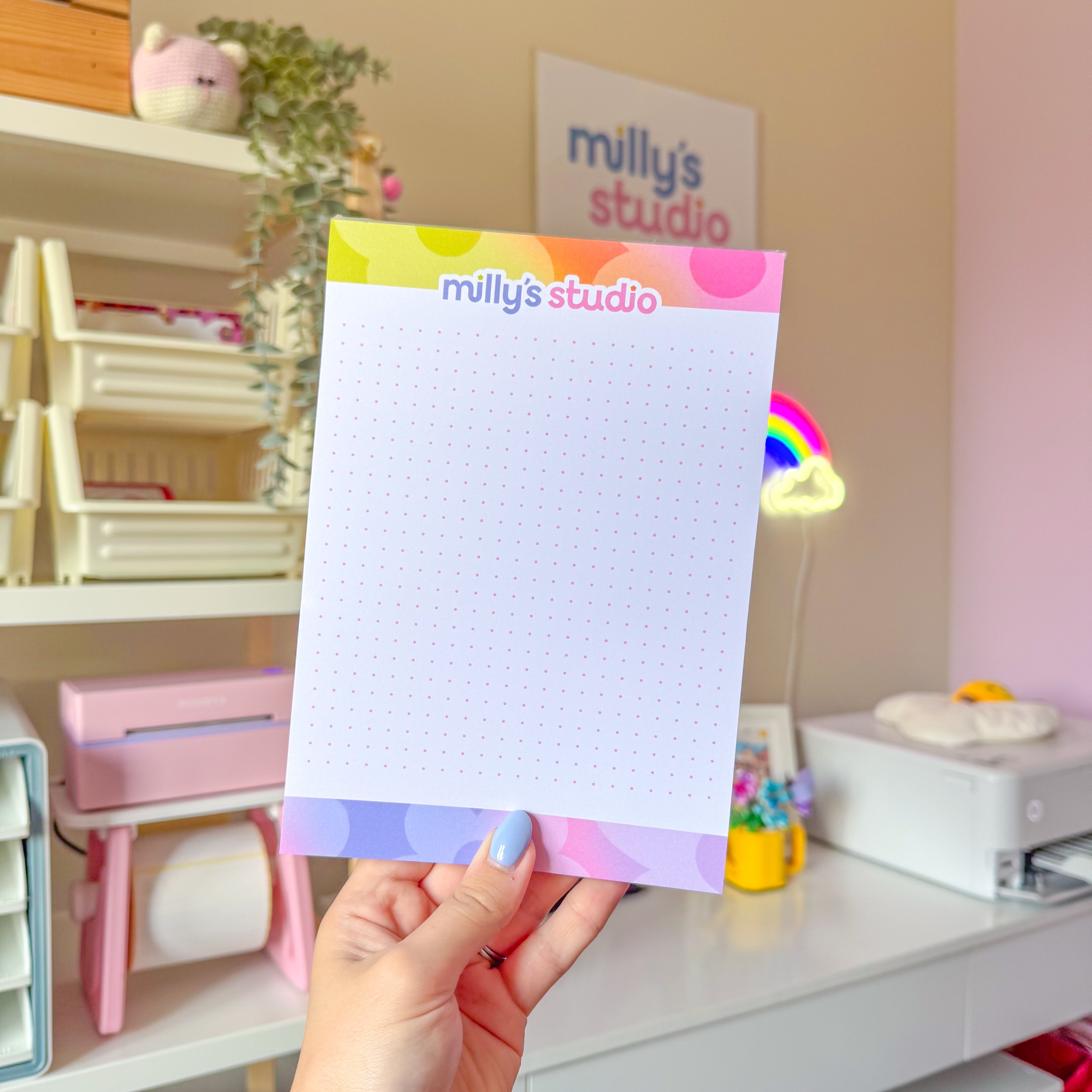 A5 Milly's Studio Essentials Notepad - Colourful Gradient Design