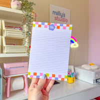 A5 Milly's Studio Essentials Notepad - Colourful Squares Design