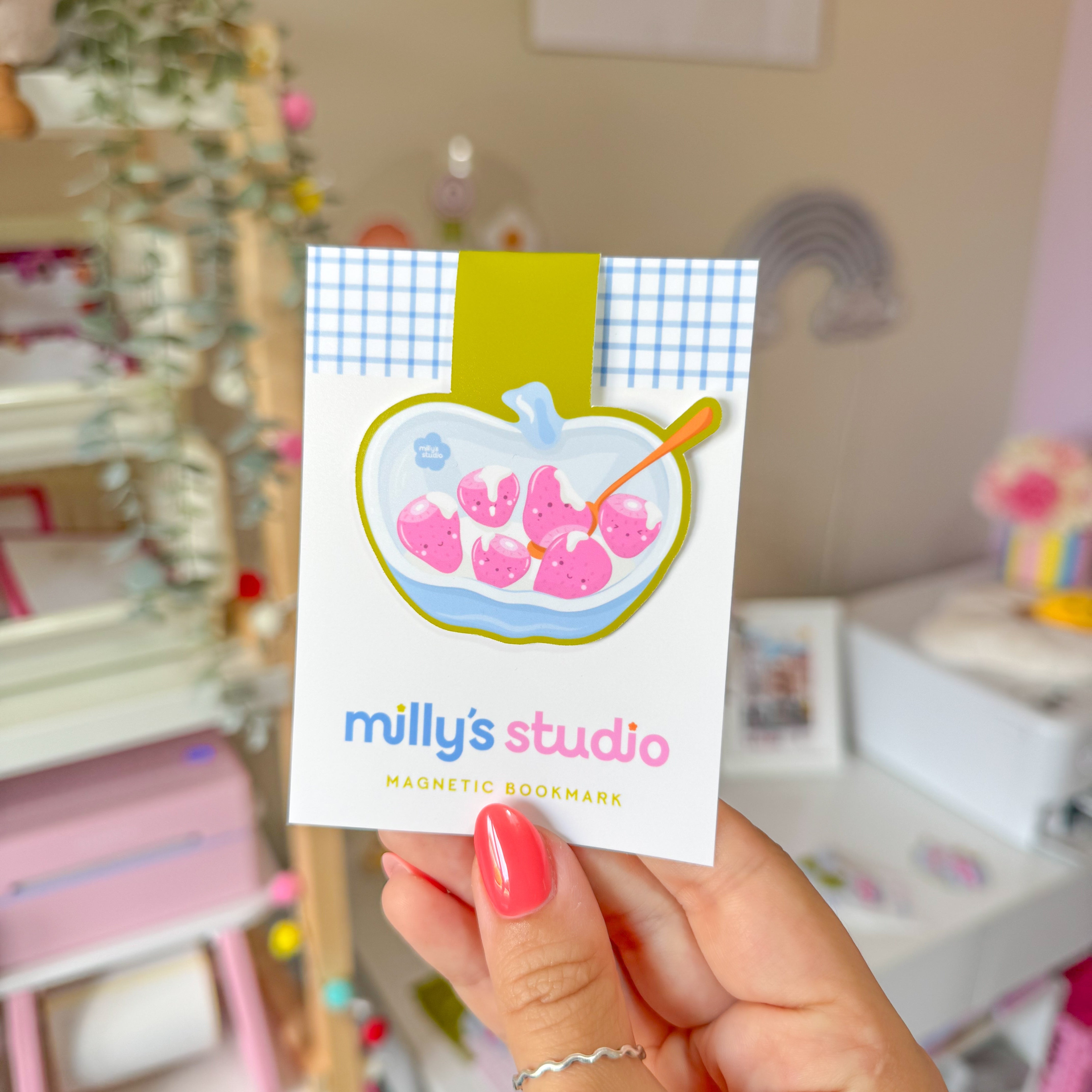 Strawberries and Cream Magnetic Bookmark