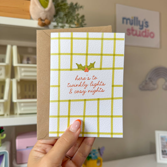 Twinkly Lights & Cosy Nights Christmas Card