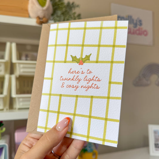 Twinkly Lights & Cosy Nights Christmas Card
