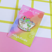 A Bubble Bath & a Podcast Enamel Pin