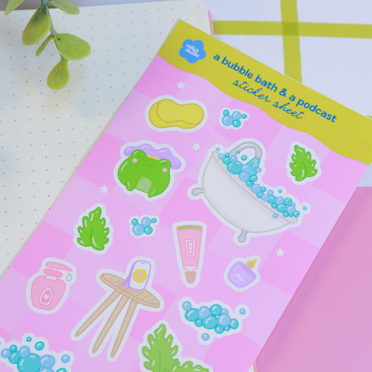 A Bubble Bath & a Podcast Sticker Sheet